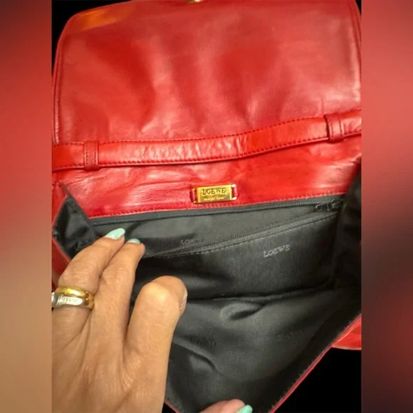 AUTHENTIC LOEWE RED SOFT LEATHER CROSSBODY BAG